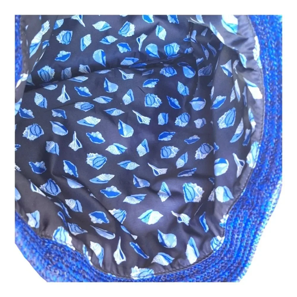 Vera Bradley Large Bag North South Straw Tote Blue Lyst Beach Bag Embroidered - Picture 13 of 15